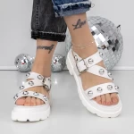 Sandale Dama cu Platforma 3LE39 Alb » meishop.life