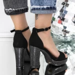 Sandale Dama cu Toc Gros si Platforma 3AXKK182 Negru » meishop.life