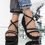 Sandale Dama cu Platforma 3HXS72 Negru » meishop.life