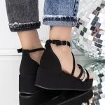 Sandale Dama cu Platforma 3HXS72 Negru » meishop.life