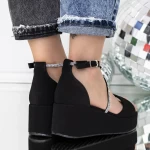 Sandale Dama cu Platforma 3HXS73 Negru » meishop.life