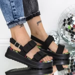 Sandale Dama cu Platforma 3HXS79 Negru » meishop.life