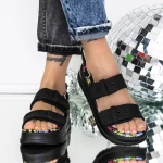 Sandale Dama cu Platforma 3HXS79 Negru » meishop.life