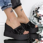 Papuci Dama cu Platforma 3AW316 Negru » meishop.life