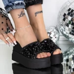 Papuci Dama cu Platforma 3AW316 Negru » meishop.life