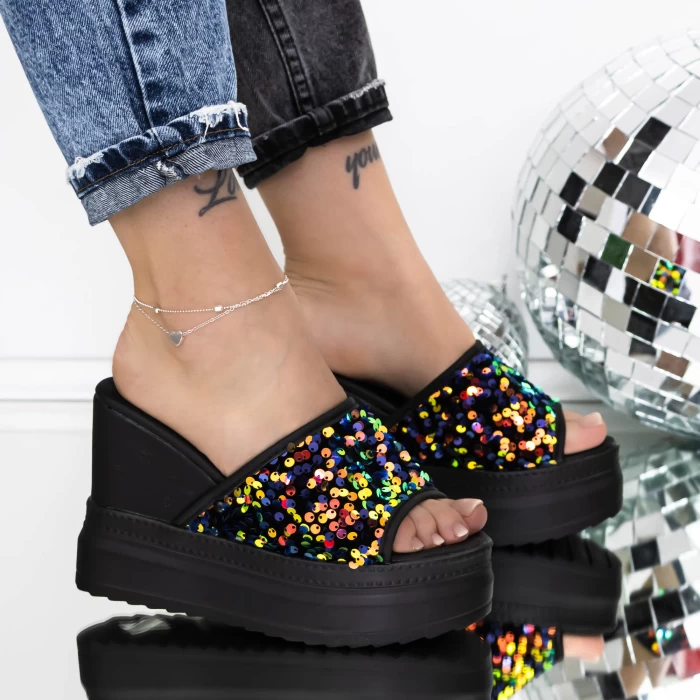 Papuci Dama cu Platforma 3AW316 Multicolor » meishop.life