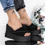 Papuci Dama cu Platforma 3AW317 Negru » meishop.life