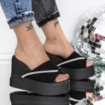 Papuci Dama cu Platforma 3AW317 Negru-Alb » meishop.life