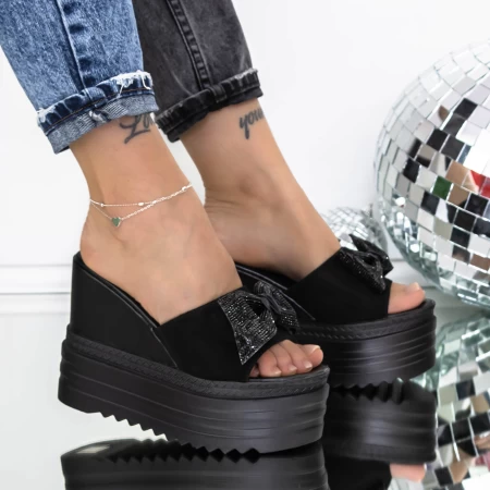 Papuci Dama cu Platforma 3AW313 Negru » meishop.life