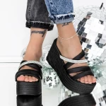 Papuci Dama cu Platforma 3AW315 Negru » meishop.life
