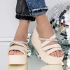 Papuci Dama cu Platforma 3AW315 Bej | Mei