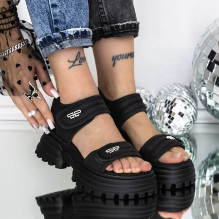 Sandale Dama cu Platforma 3AW306 Negru » meishop.life
