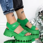 Sandale Dama cu Platforma 3AW306 Verde » meishop.life