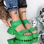 Sandale Dama cu Platforma 3AW306 Verde » meishop.life