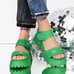 Sandale Dama cu Platforma 3AW306 Verde » meishop.life