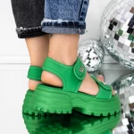Sandale Dama cu Platforma 3AW306 Verde » meishop.life