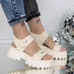 Sandale Dama cu Platforma 3AW306 Bej » meishop.life