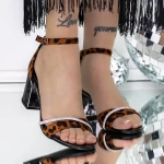 Sandale Dama cu Toc Gros 3XKK107 Leopard » meishop.life