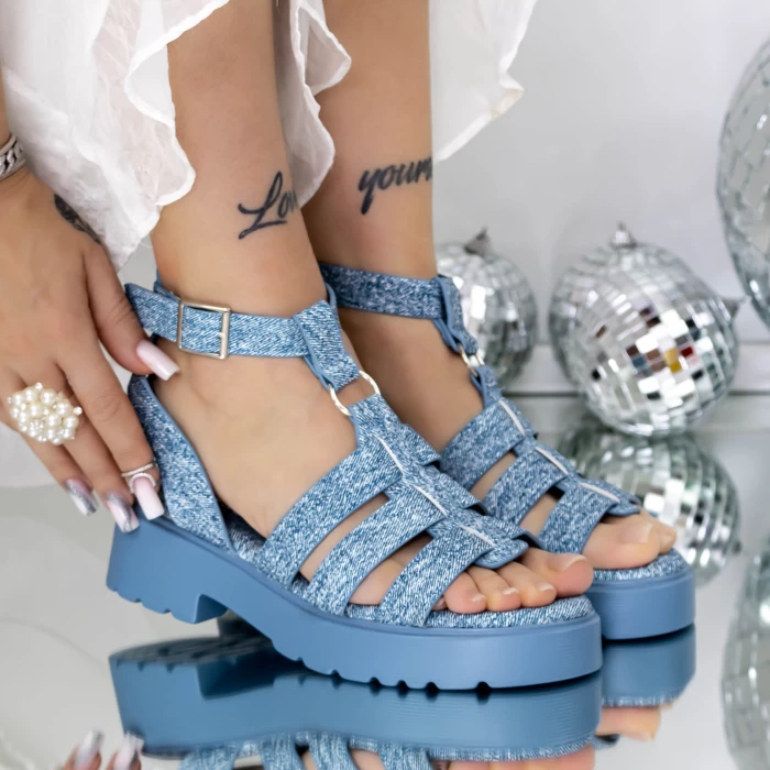 Sandale Dama cu Talpa Joasa 3LE60 Albastru » meishop.life