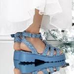 Sandale Dama cu Talpa Joasa 3LE60 Albastru » meishop.life
