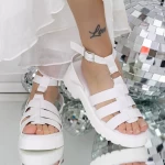 Sandale Dama cu Talpa Joasa 3LE60 Alb » meishop.life