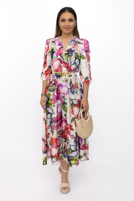 Rochie Dama 75724 Alb-Roz » meishop.life