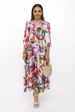 Rochie Dama 75724 Alb-Roz » meishop.life
