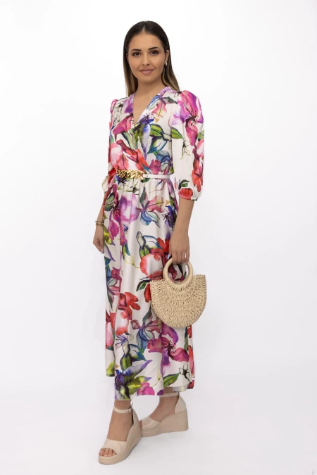 Rochie Dama 75724 Alb-Roz » meishop.life
