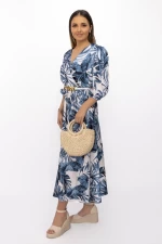 Rochie Dama 75749 Crem-Albastru » meishop.life