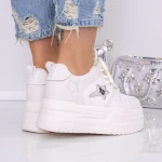 Pantofi Sport Dama cu Platforma 7788-16 Bej-Alb | Mei » meishop.life