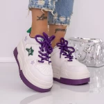 Pantofi Sport Dama cu Platforma 7788-16 Bej-Mov | Mei » meishop.life