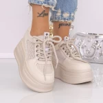 Pantofi Sport Dama cu Platforma 717-20 Bej | Mei » meishop.life