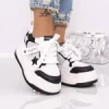 Pantofi Sport Dama cu Platforma 995-19 WHITE-BLACK | MEI