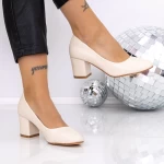 Pantofi cu Toc gros XKK251 Bej » meishop.life