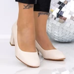 Pantofi cu Toc gros XKK251 Bej » meishop.life
