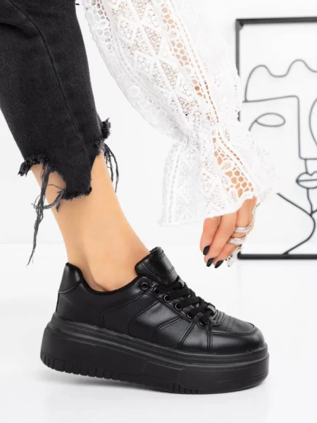 Pantofi Sport Dama cu Platforma 3AL91 ALL BLACK | MEI
