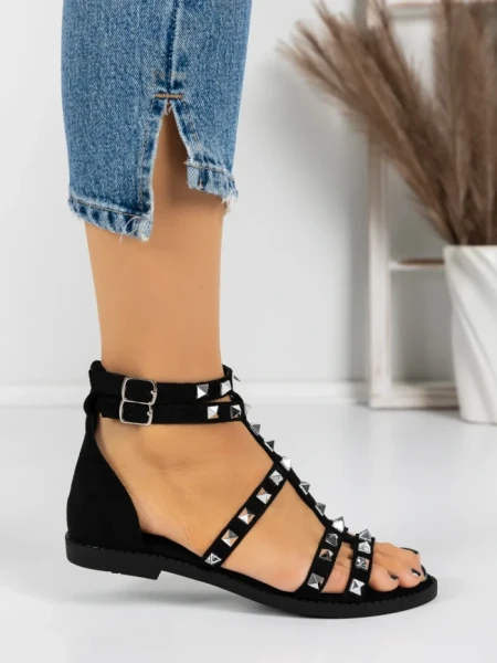 Sandale Dama cu Talpa Joasa 5HXS1 BLACK | MEI