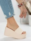 Papuci Dama cu Platforma 5WL6 BEIGE | MEI