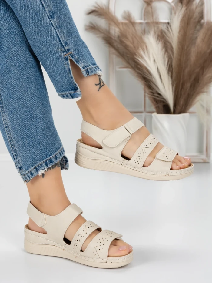 Sandale Dama cu Talpa Joasa 5GZ16 BEIGE | MEI