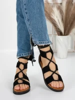 Sandale Dama cu Talpa Joasa 5H1 BLACK | MEI