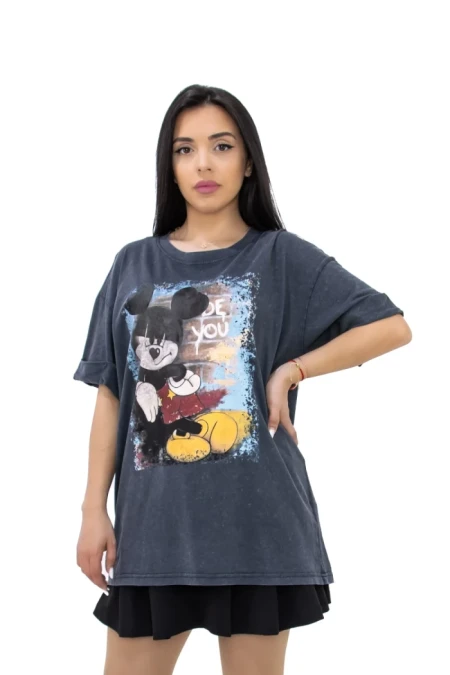 Tricou Dama FIT101062 GRI INCHIS | KIKIRIKI