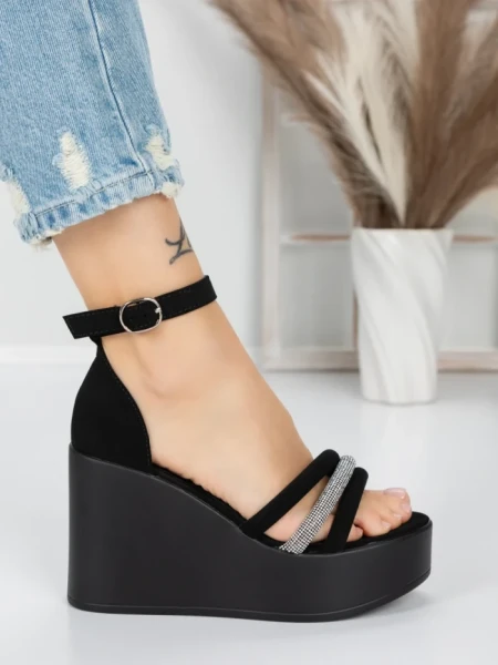 Sandale Dama cu Platforma 5SY15 BLACK | MEI