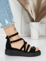 Sandale Dama cu Talpa Joasa 5H23 BLACK | MEI