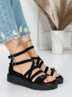 Sandale Dama cu Talpa Joasa 5H23 BLACK | MEI