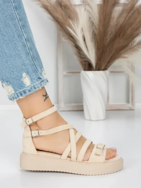 Sandale Dama cu Talpa Joasa 5H23 BEIGE | MEI