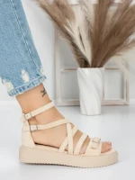 Sandale Dama cu Talpa Joasa 5H23 BEIGE | MEI