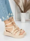 Sandale Dama cu Talpa Joasa 5H23 BEIGE | MEI