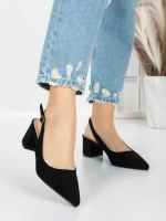 Pantofi cu Toc Gros 5YZ11 BLACK | MEI