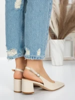 Pantofi cu Toc Gros 5YZ11 BEIGE | MEI