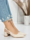 Pantofi cu Toc Gros 5YZ11 BEIGE | MEI